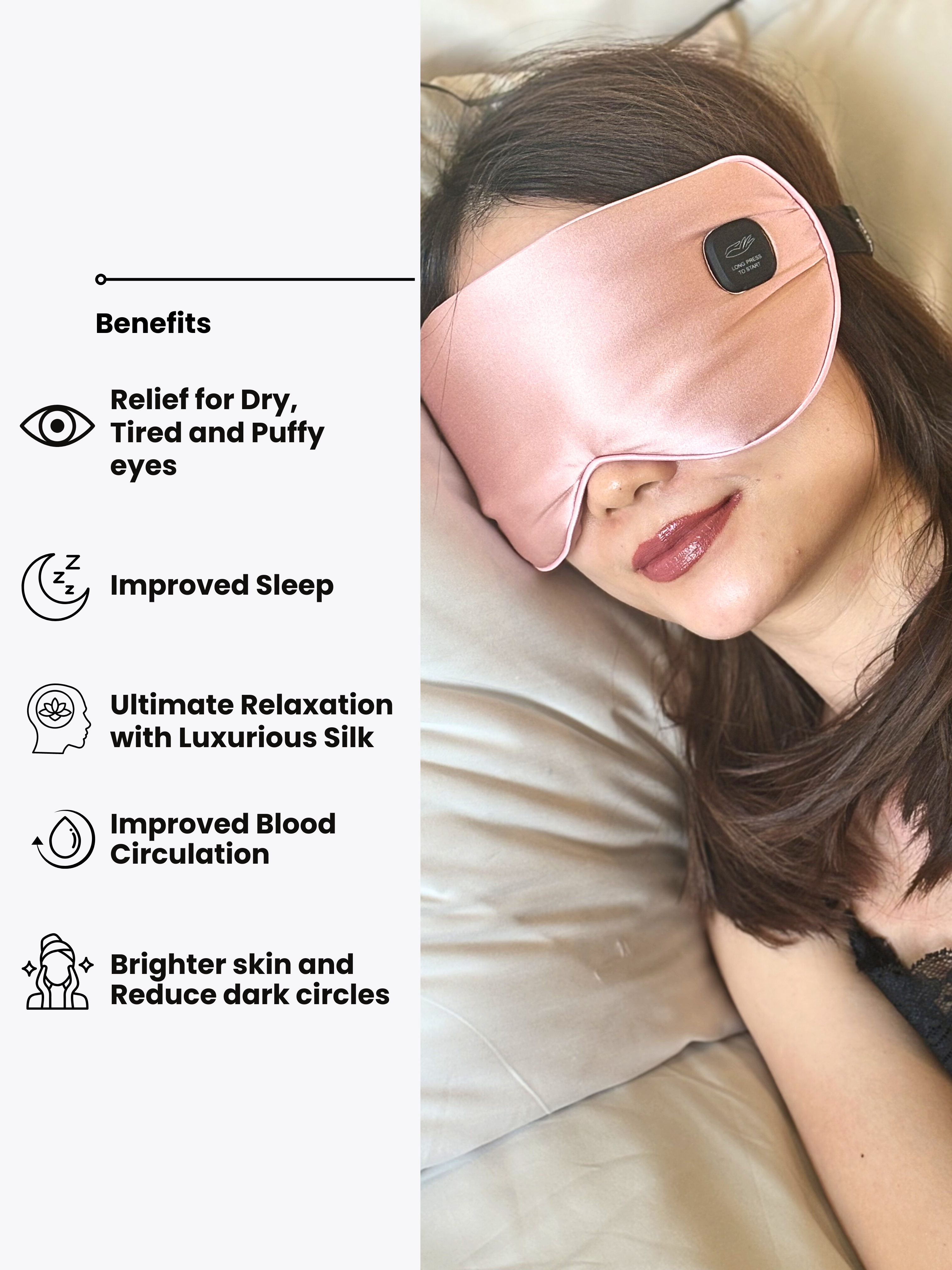 omoi heated silk eye mask / sakura pink