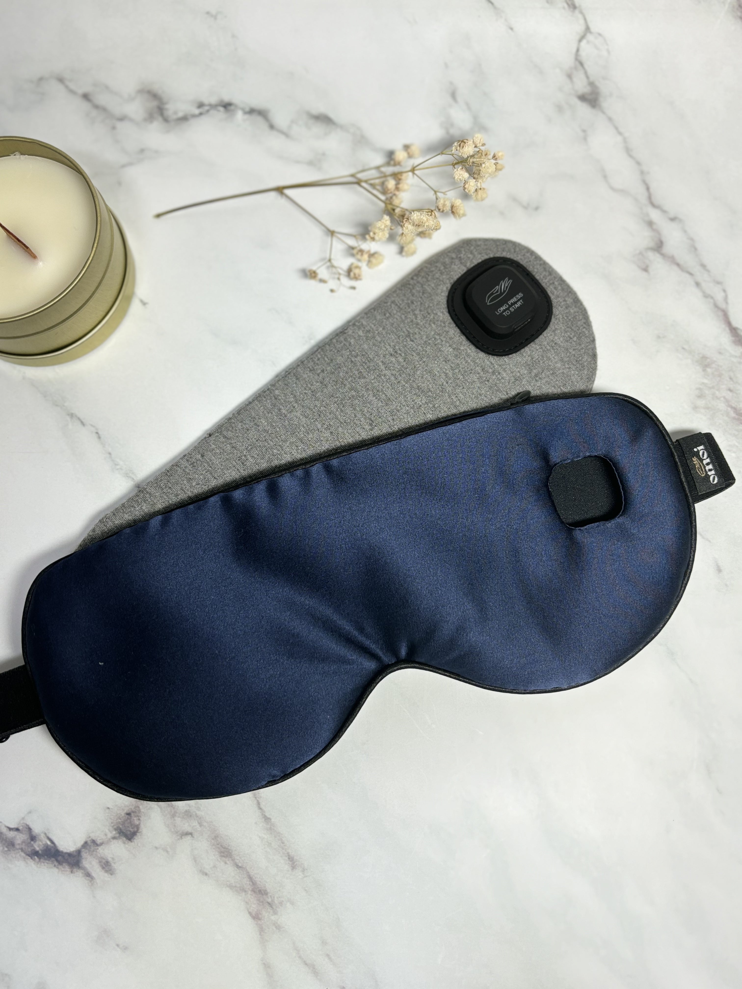 omoi heated silk eye mask / navy